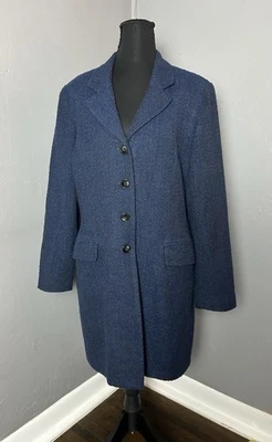  Abrigo/chaqueta Blazer GIANNI Azul Mujer Mezcla Lana Talla 14 Hecho en EE. UU. Foto 1 de 4