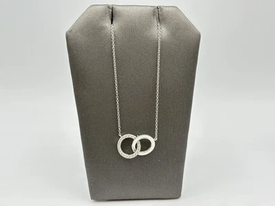 Authentic Tiffany & Co 18K White Gold Diamond Interlocking Circles Necklace - Image 1 of 4