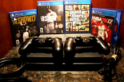 Sony PlayStation 4 Slim CUH-2215B Console 1TB, 2 Controllers, 4 games and HDMI - Image 1 of 4