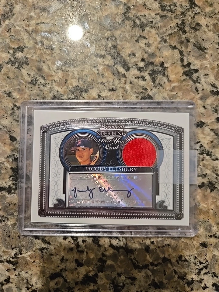 2005 Bowman Sterling Джейкоби Эллсбери дебютант с автографом футболка Red Sox RC - Изображение 1 из 2
