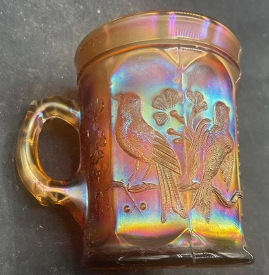 AWESOME  VINTAGE CARNIVAL SCARCE COLOR OF HOREHOUND NORTHWOOD SINGING BIRDS MUG - Image 1 of 4