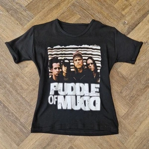 Vintage 00s Puddle of Mudd Black Ladies Skinny Music Baby Tee Rare T-Shirt XS - Picture 1 of 4