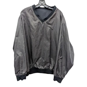 Frenzi Golf Grey Herringbone Vneck Reversible Windbreaker Pullover Jacket XL - Picture 1 of 11