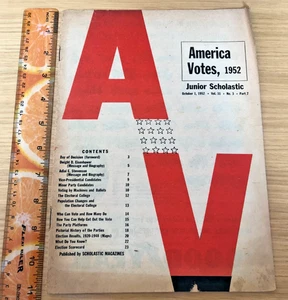 vtg 1952 AMERICA VOTES Junior Scholastic Oct. 1, 1952 * Election magazine - Picture 1 of 14