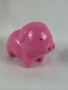 Pink Pig Miniature Figure 1.5x2” Hard Plastic Farm Animal Toy Smiling - Picture 1 of 7