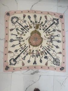 SCIARPA HERMES LES CLES BY CATY LATHAM IN FRANCIA SETA ROSA GP063 - Foto 1 di 10