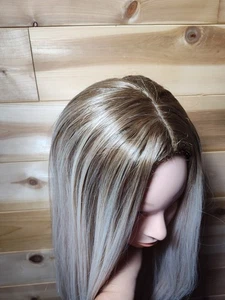 LONG STRAIGHT OMBRE SYNTHETIC HAIR WIG W/ FLOWING LAYERS  PARTIAL SKIN TOP  - Picture 1 of 10