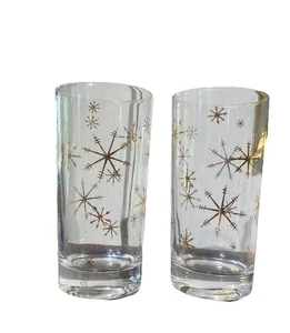 MidCentury Cocktail Gläser Longdrinkbecher Schneeflocken Atomic 2er Set MCM - Bild 1 von 12