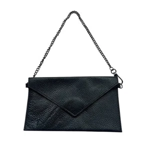 Furla Black Leather Envelope Small Bag with Chain Mini Party Black Women's - Picture 1 of 9