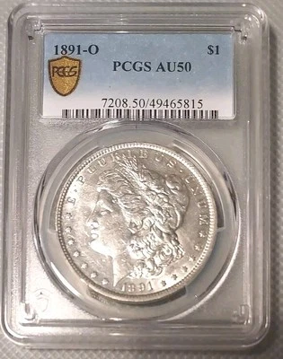 Gold Shield 1891 O PCGS AU50 Morgan Silver Dollar $1 US Mint Rare Date Coin - Image 1 of 4