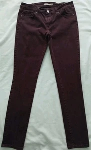 EUC WOMEN'S LEVI 711 SKINNY BURGUNDY PURPLE STRETCH DENIM JEAN PANTS SZ 28 x29L - Picture 1 of 11