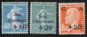 Frankreich Sc B24 B25 B26 mehrfarbig 1927 aufklappbar Original Gummi Halbpostsatz - Bild 1 von 1
