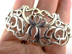Nice !!! Carolyn Pollack Relios Sterling 1.15" Wide Filigree Cuff Bracelet - Picture 1 of 7