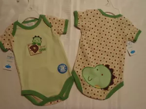 BABY Boys Small 0-3 Month D IS For Dino One Piece Outfit Cotton Bodysuit NWT - Picture 1 of 4