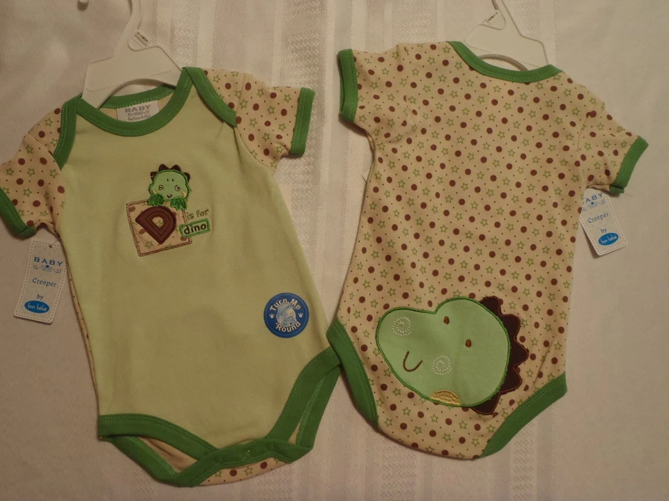 BABY Boys Small 0-3 Month D IS For Dino One Piece Outfit Cotton Bodysuit NWT - Image 1 of 4