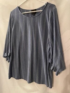 W5 Damen Tunika blau weiß gestreift Rüschen 3/4 Arm 1X - Bild 1 von 5