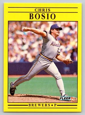 1991 Fleer #576 Chris Bosio Milwaukee Brewers - Image 1 of 2