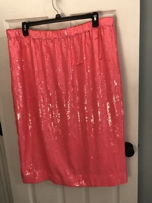 J.Crew Collection Pull-on Midi Bright Pink Allover Sequin Pencil Skirt XXL - Image 1 of 4