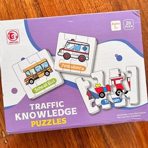 80pcs Word Puzzles Kids Jigsaw Vehicles Cars Toys Educational Cognitive Learning - Picture 1 of 2