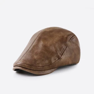 Leder Mode Vintage Schirmmütze Baskenmütze Zeitungsjunge Mütze Männer PU Faux - Bild 1 von 8