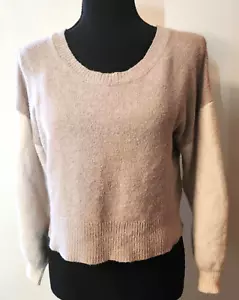 William Rast Women's S Crop Sweater Beige/White 3/4 Sleeves Casual EUC #529 - Picture 1 of 6