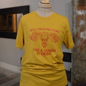 Hell Hath No Fury Like a Woman Scorned Designer Mustard Yellow T Shirt - Large - Picture 1 of 4