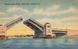 Postcard Ocean Avenue Bridge Shark River Belmar New Jersey NJ - Picture 1 of 2