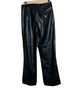 Asos Design High Rise Faux Leather Black Flare Leg Pants Size 8 Casual Chic Goth - Picture 1 of 7