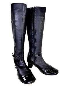 Repetto Boots Black Leather Sock Ballerina Boot Block Heel Victorian EU 38 UK 5 - Picture 1 of 22