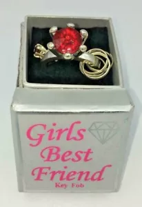 New Girls Best Friend January Garnet Birthstone Keyring Keyfob Keychain Ring - Picture 1 of 5