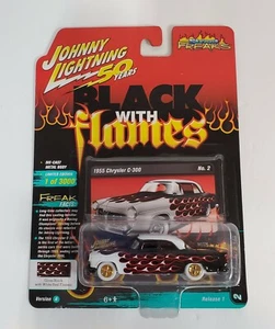 JOHNNY LIGHTNING WHITE 1955 CHYSLER C-300 BLACK W/ FLAMES STREET FREAKS 2019 MOC - Picture 1 of 4