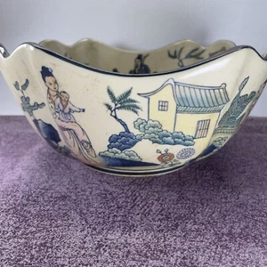 Vintage orientalische asiatische Porzellan eckige Schale handbemalt. - Bild 1 von 14