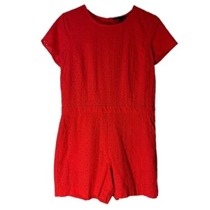 Banana Republic roter Strampler Pullover Shorts Ösen gefüttert kurze Ärmel Damen 8 - Bild 1 von 6