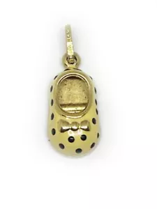 14K Solid Yellow Gold Shoe Charm Pendant Jewelry - Picture 1 of 2