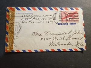 APO 952 FORT HASE, HAWAII 1943 Censored WWII Army Cover E-95th Officer - Picture 1 of 2