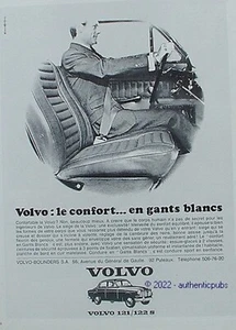 WERBUNG VOLVO 121 / 122 S AUTO KOMFORT IN WEISSEN HANDSCHUHEN LENKRAD VON 1966 AD - Bild 1 von 1