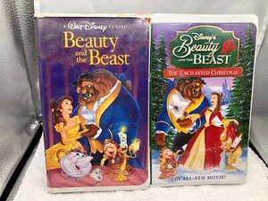 Disney Beauty And The Beast, Enchanted Christmas VHS Lot of 2 Black Diamond - Picture 1 of 4