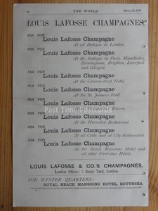 c1878 Advert CHAMPAGNE - LOUIS LAFOSSE & CO. CHAMPAGNES 27th March 1878 - Picture 1 of 3