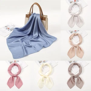 Satin Solid Plain Silk Shiny Scarf Hijab Soft Large Square Head Neck Wrap 70x7 ♢ - Picture 1 of 41