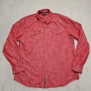 Guess Shirt Mens XXL Red Geometric Pattern Pearl Snap Cowboy Western Casual - Picture 1 of 9