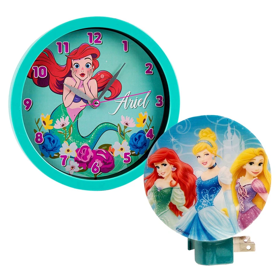 Disney Princess Ariel Little Mermaid Kids Girls Gift Wall Clock Night Light