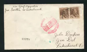 Zeppelin 1930 Sieger 58B South America Flight Spain Post Seville to Lakehurst - Picture 1 of 2