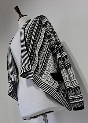 KAREN MILLEN - Cárdigan de manga larga estilo poncho/capa blanco y negro - talla 12 Foto 1 de 4