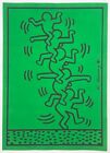 Keith Haring (Handmade) Drawing On old Paper Signed & Stamped, Vtg Art
