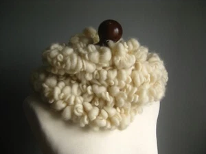 100% WOOL FLEECE SCARF long womens warm winter natural felt rare HOUSE OF FRASER - Picture 1 of 11
