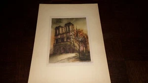 ESTAMPE - Notre-Dame de Paris - Signée T. Roux - Picture 1 of 4
