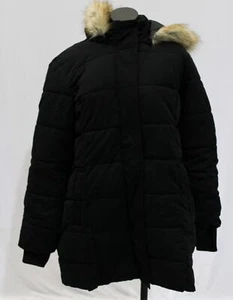 St. John's Bay Women's Heavyweight Faux-Fur Hood Puffer Jacket LC7 Black Large - Picture 1 of 6