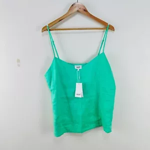Seed Heritage 100% Linen Tank Cami Top Mint Palm Green 16 US 12 - Picture 1 of 15