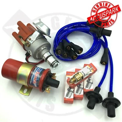 VW Beetle Electronic Distributor Coil,plugs,blue leads,red rotor ignition kit V2 - Image 1 of 4