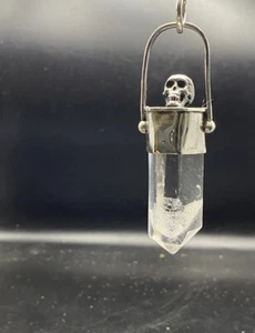 phantom quartz Crystal Pendant With Sterling Silver Skull - Picture 1 of 4